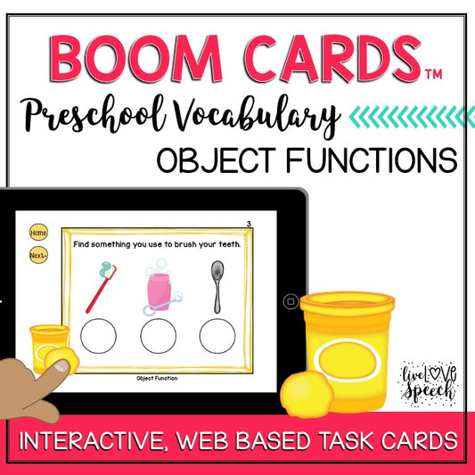 Preschool Vocabulary OBJECT FUNCTIONS Boom Cards™ | Speech Therapy