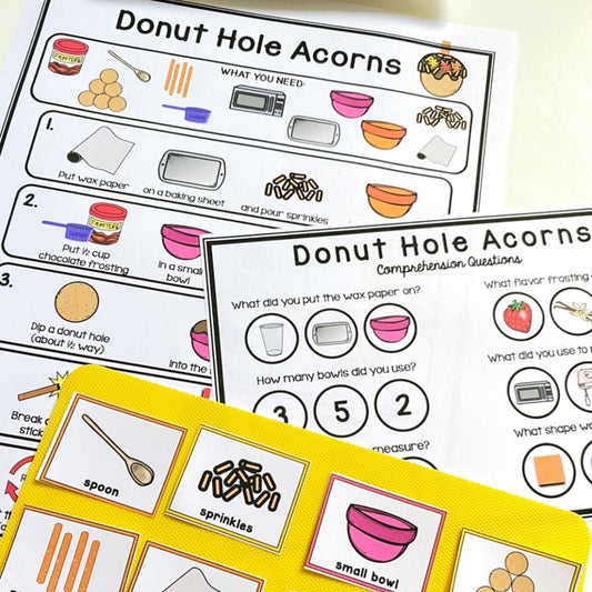 Donut Hole "Acorns" Visual Recipe | FREEBIE | Speech Therapy