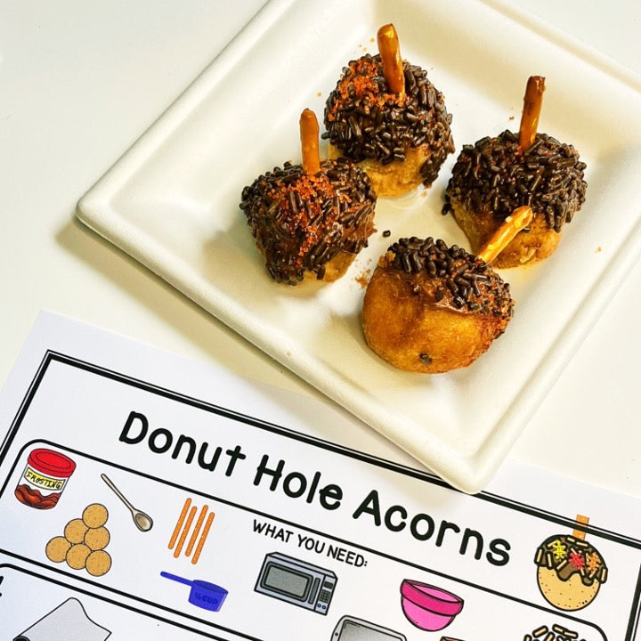 Donut Hole "Acorns" Visual Recipe | FREEBIE | Speech Therapy