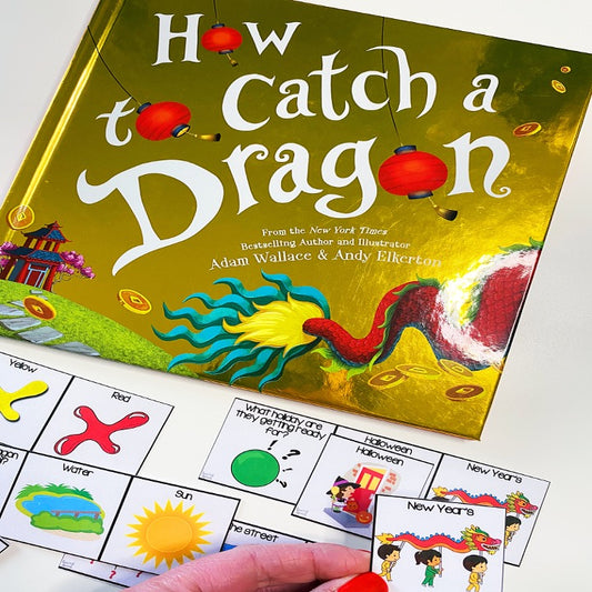 Adapted Book Piece Set | How to Catch a Dragon | BOOM Cards™ & Print | Speech Therapy