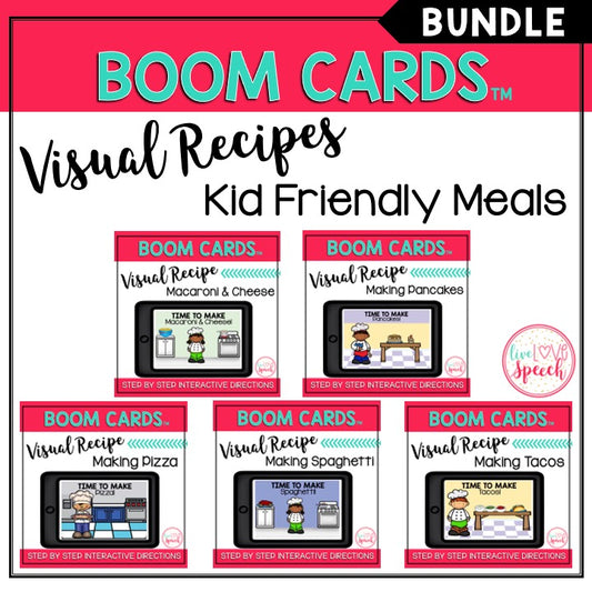 Visual Recipe BOOM Cards™ BUNDLE | KID FRIENDLY MEALS | Speech Therapy