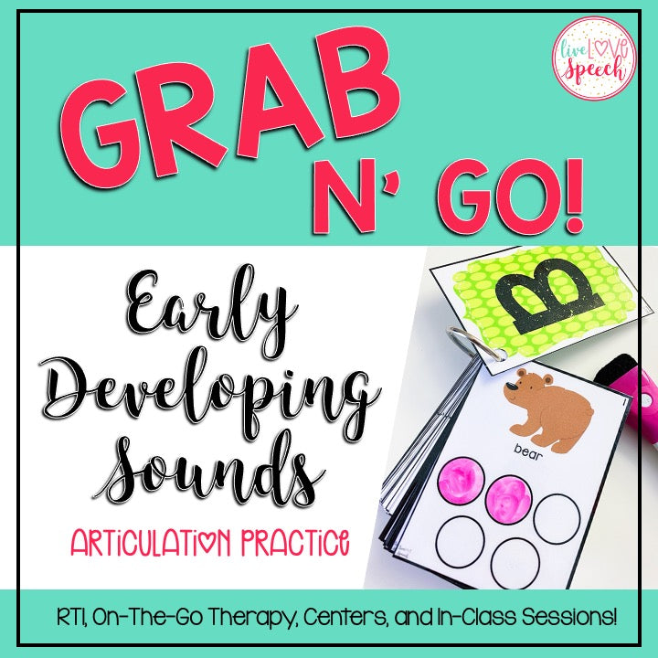 Grab N' Go Early Developing Sounds | Articulation Cards | Speech Therapy