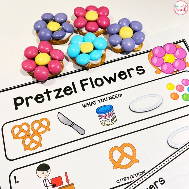 Pretzel Flowers Visual Recipe | Freebie | Cooking Activity
