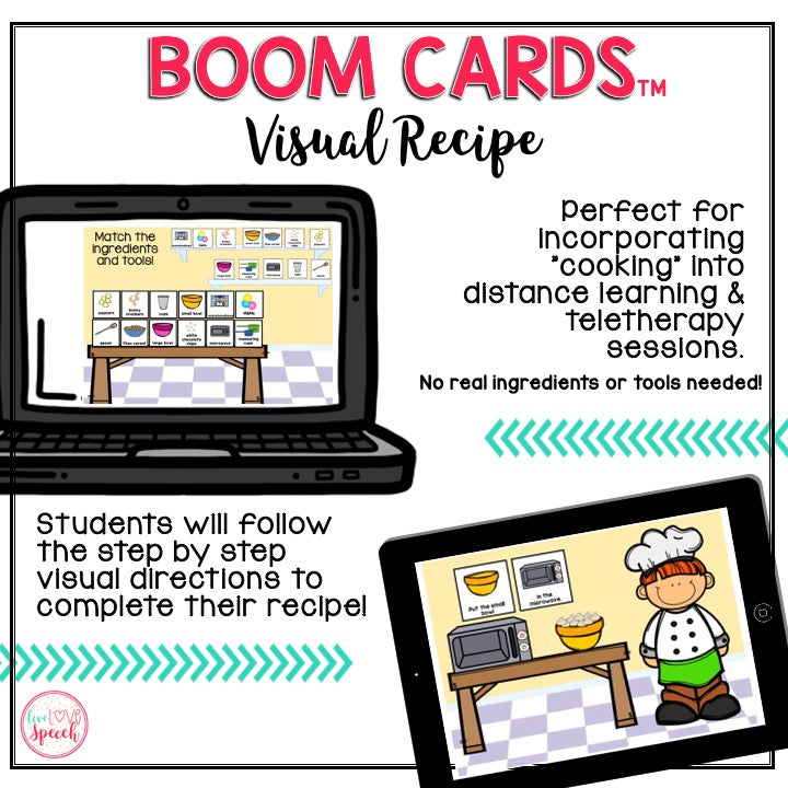Visual Recipe BOOM Cards™ | SPRING SNACK MIX | Speech Therapy
