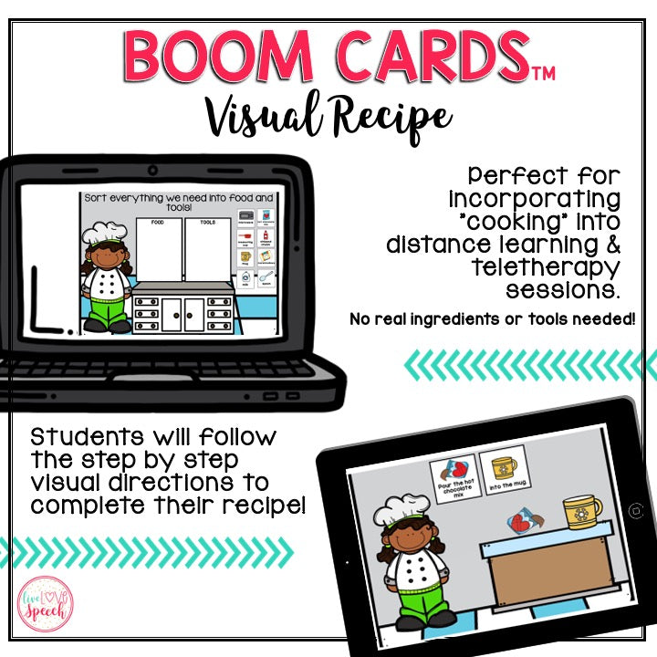 Visual Recipe BOOM Cards™ | MAKING HOT CHOCOLATE | Speech Therapy
