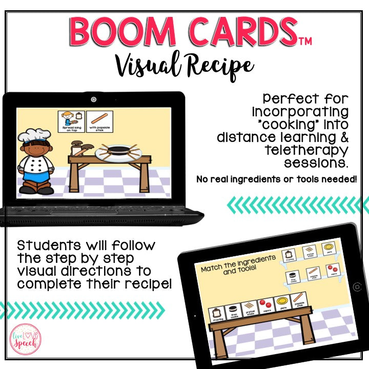 Visual Recipe BOOM Cards™ | Making Spider Cookies | Speech Therapy