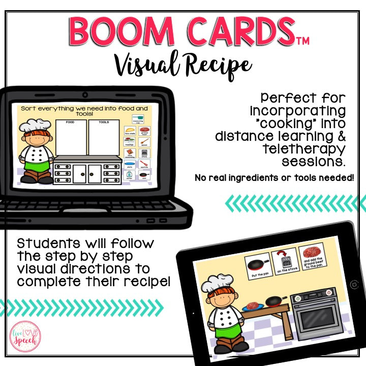 Visual Recipe BOOM Cards™ | MAKING TACOS | Speech Therapy