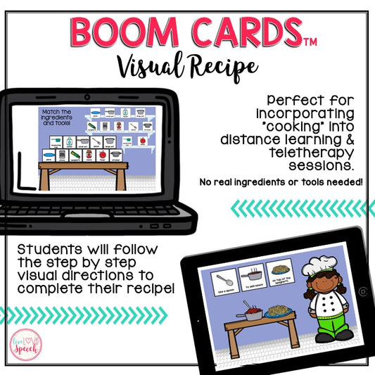 Visual Recipe BOOM Cards™ | MAKING SPAGHETTI | Speech Therapy