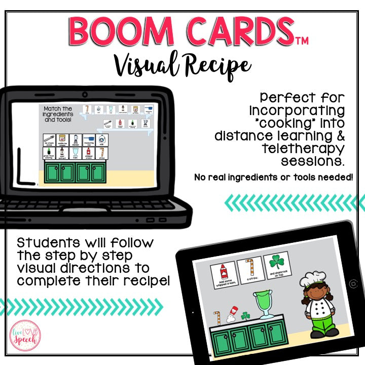 Visual Recipe BOOM Cards™ | SHAMROCK SHAKE | Speech Therapy
