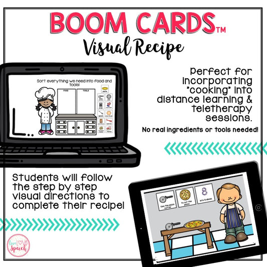 Visual Recipe BOOM Cards™ | MAKING PIZZA | Speech Therapy
