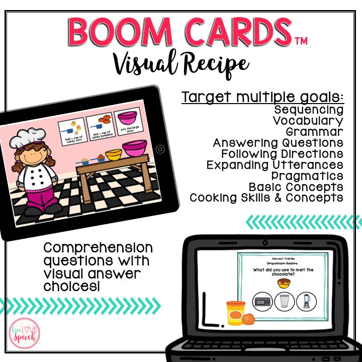 Visual Recipe BOOM Cards™ | Harvest Trail Mix | Speech Therapy