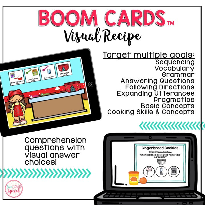 Visual Recipe BOOM Cards™ | MAKING GINGERBREAD COOKIES | Speech Therapy