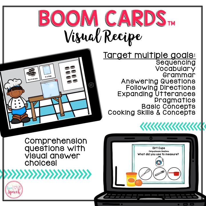 Visual Recipe BOOM Cards™ | DIRT CUPS | Speech Therapy