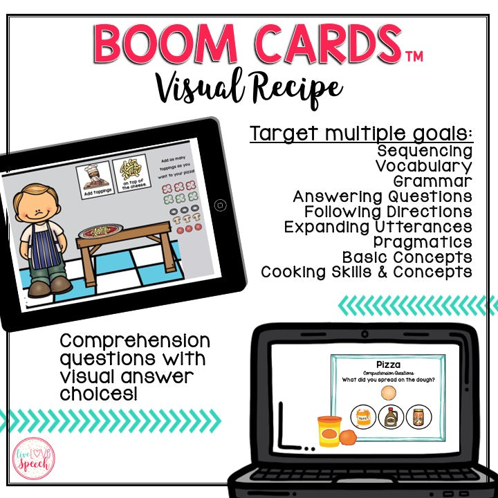 Visual Recipe BOOM Cards™ | MAKING PIZZA | Speech Therapy