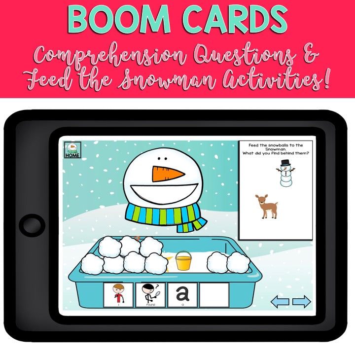 Adapted Book Piece Set | How to Catch a Snowman | BOOM Cards™ & Print | Speech Therapy
