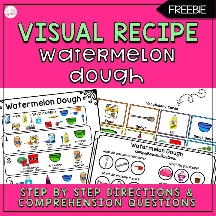 Watermelon Dough Visual Recipe | FREEBIE | Speech Therapy